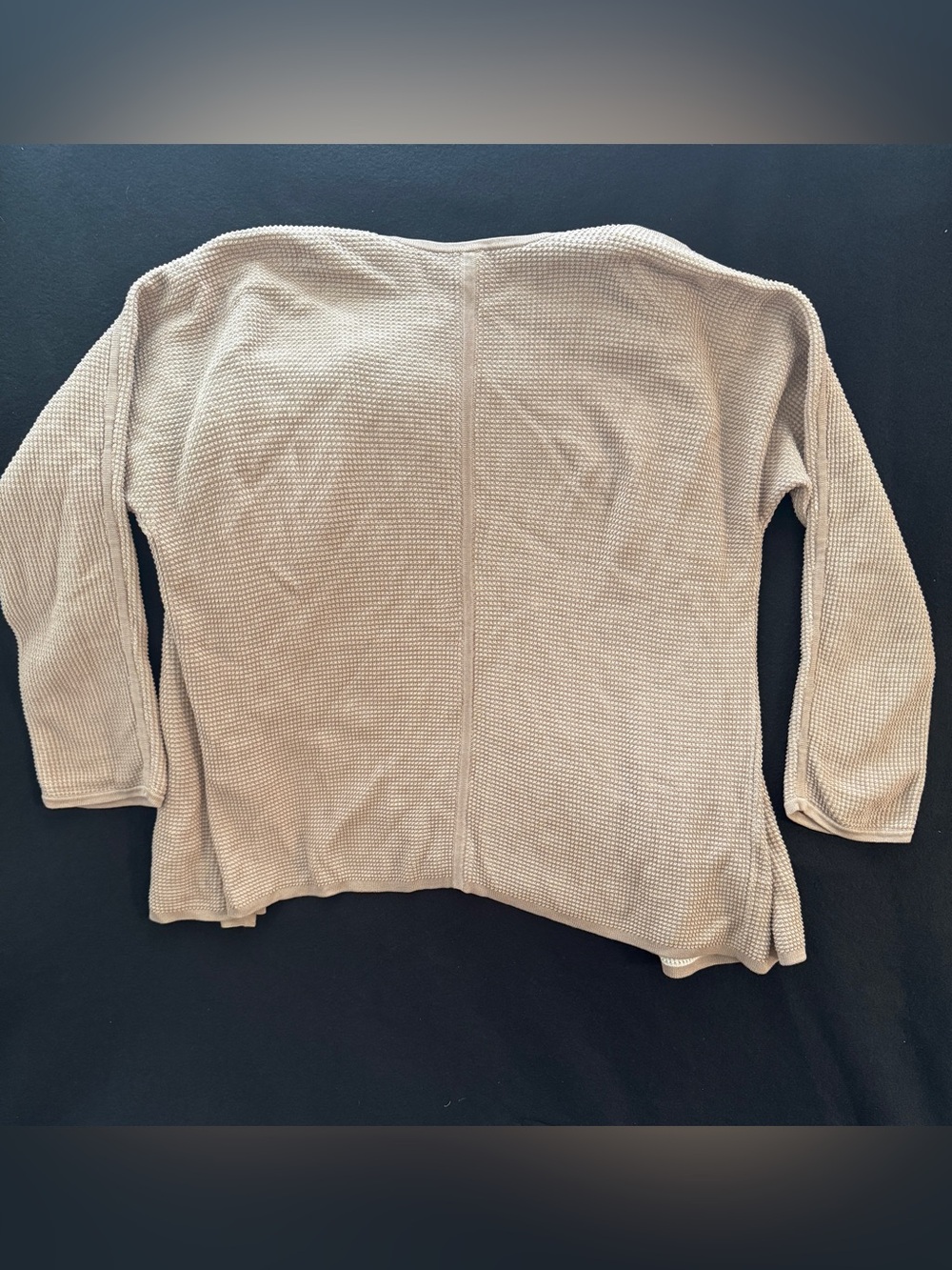 Eileen Fisher Waffle Tan Beige Silk And Cotton Cardigan - Picture 6 of 8